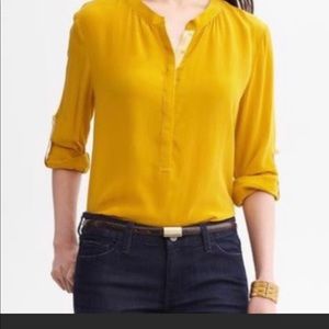 Banana republic mustard yellow blouse